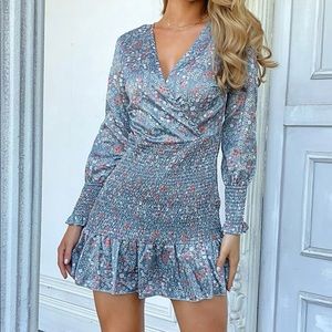 Silk blue mini dress